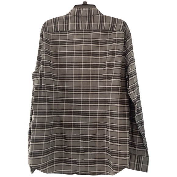 John Varvatos USA Shirt Men large  Gray Black Plaid Luxe Pearl Buttons NWOT $198 - Picture 10 of 11